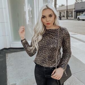 LPA Kelly Top Leopard Sequin Open Tie Back Sz XS {VV24}